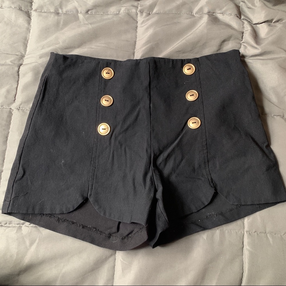 Black Shorts with Buttons